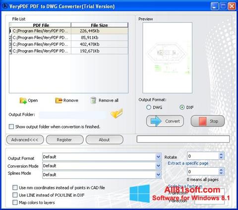 Снимка на екрана PDF to DWG Converter за Windows 8.1