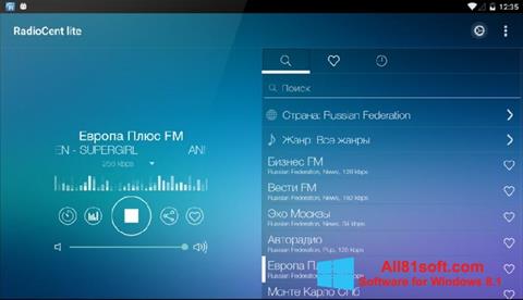 Снимка на екрана Radiocent за Windows 8.1