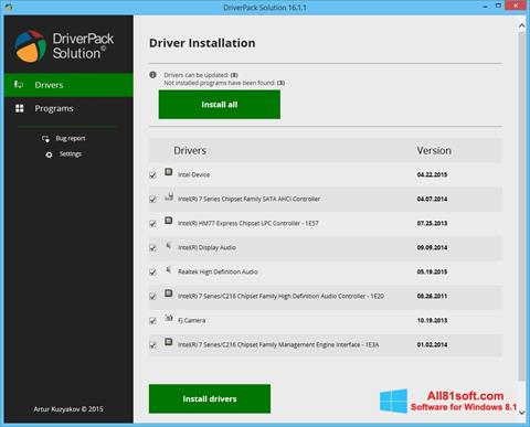 Снимка на екрана DriverPack Solution за Windows 8.1
