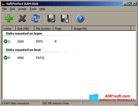Снимка на екрана SoftPerfect RAM Disk за Windows 8.1