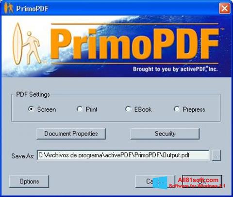 Снимка на екрана PrimoPDF за Windows 8.1