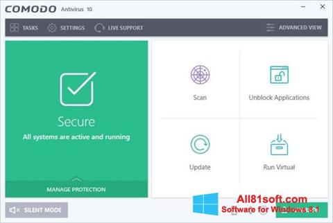 Снимка на екрана Comodo Antivirus за Windows 8.1