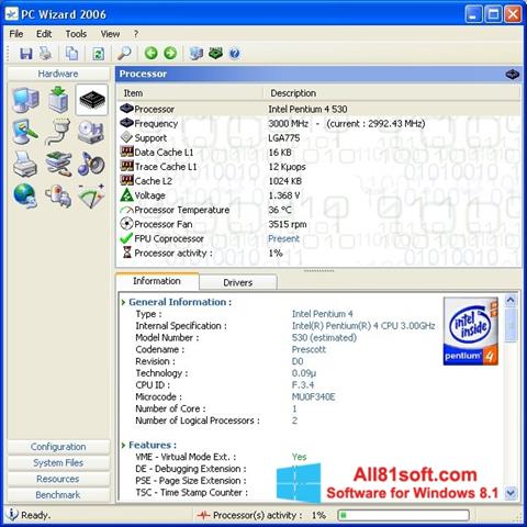Снимка на екрана PC Wizard за Windows 8.1