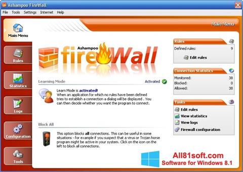 Снимка на екрана Ashampoo Firewall за Windows 8.1