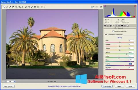Снимка на екрана Adobe Camera Raw за Windows 8.1