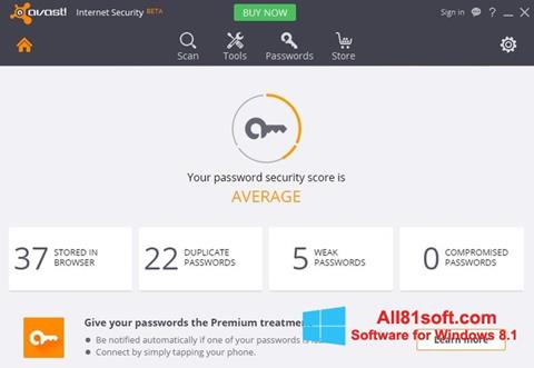 Снимка на екрана Avast Internet Security за Windows 8.1
