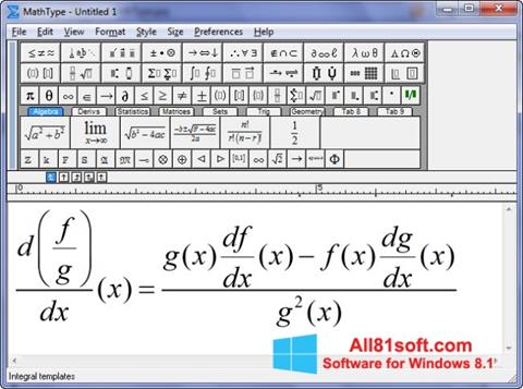 Снимка на екрана MathType за Windows 8.1