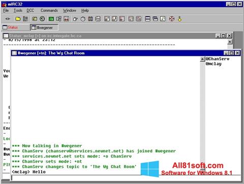 Снимка на екрана mIRC за Windows 8.1