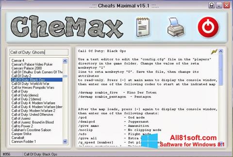 Снимка на екрана CheMax за Windows 8.1
