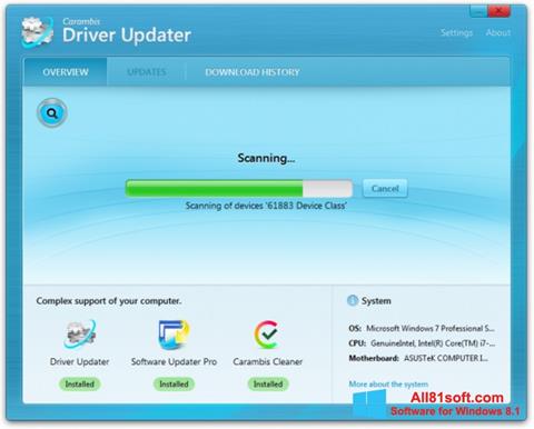 Снимка на екрана Carambis Driver Updater за Windows 8.1