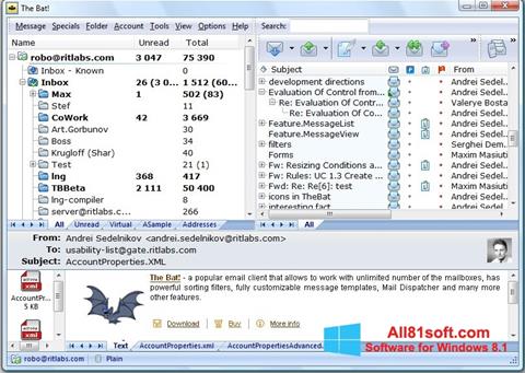 Снимка на екрана The Bat! за Windows 8.1
