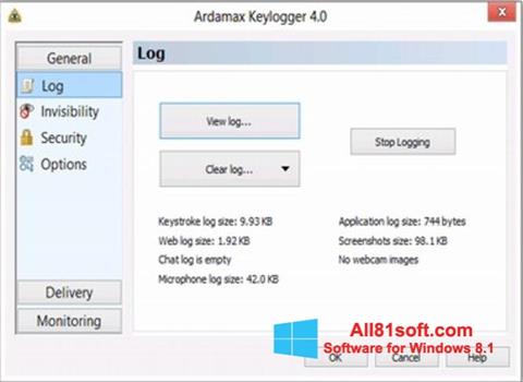 Снимка на екрана Ardamax Keylogger за Windows 8.1